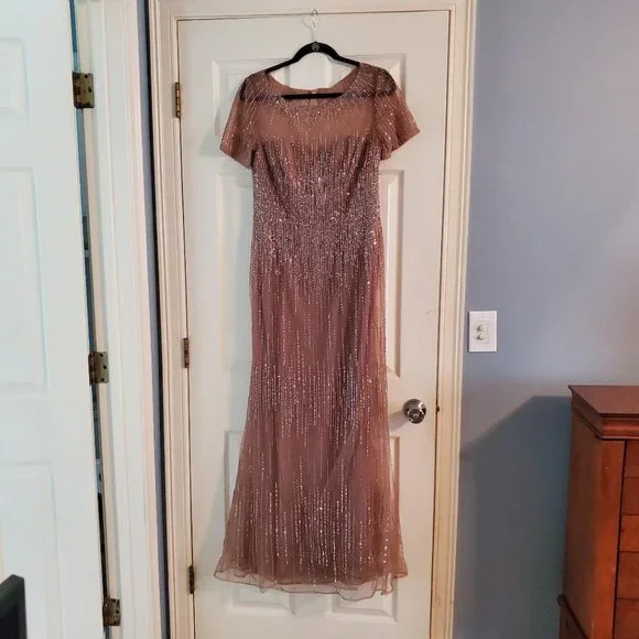 Montage by Mon Cheri Dark Taupe beaded gown - Picture 3 of 13